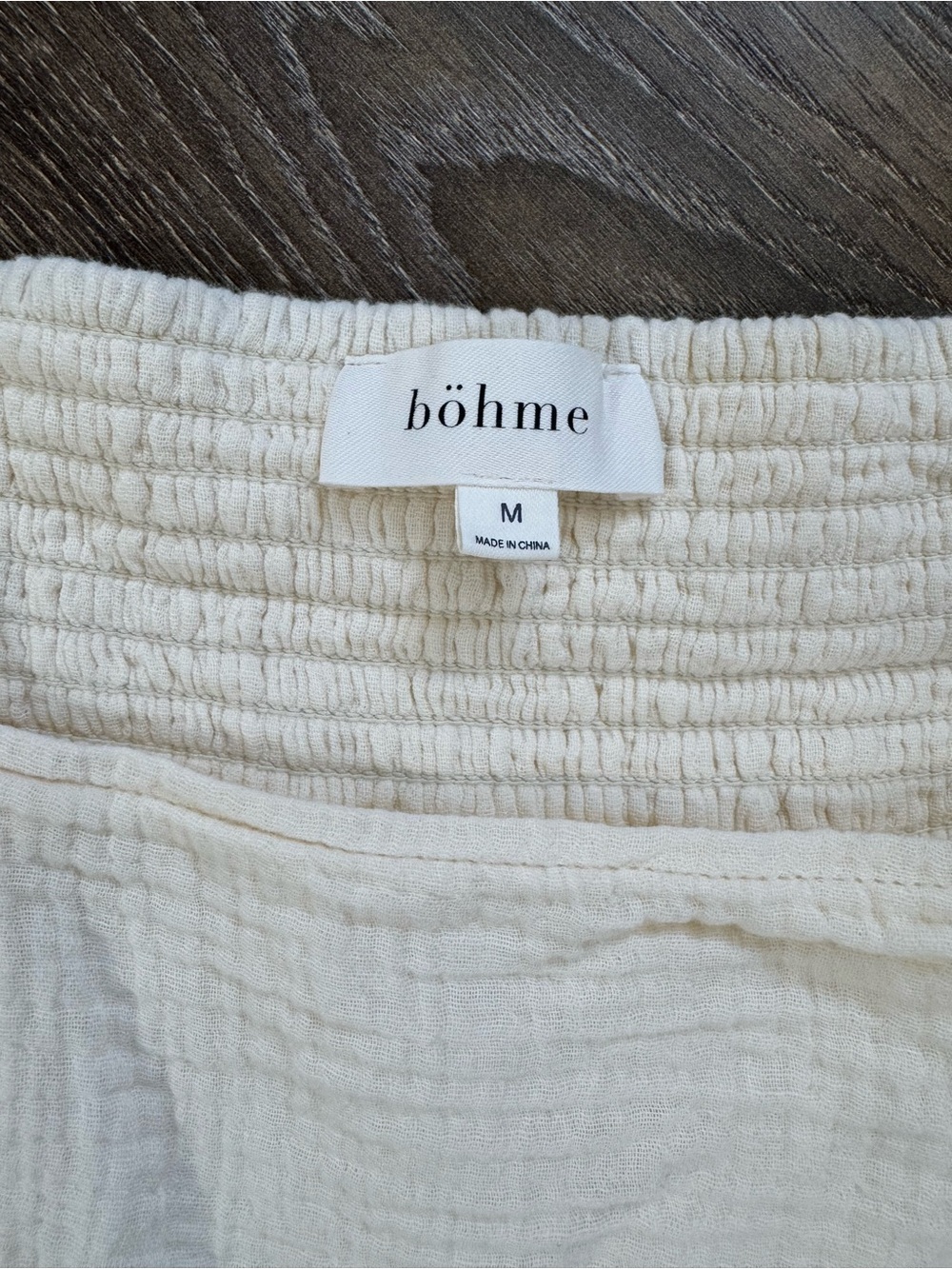 Böhme Cream 100% Cotton Square Neck Puff Sleeve Midi Dress M Smocked - Picture 4 of 7